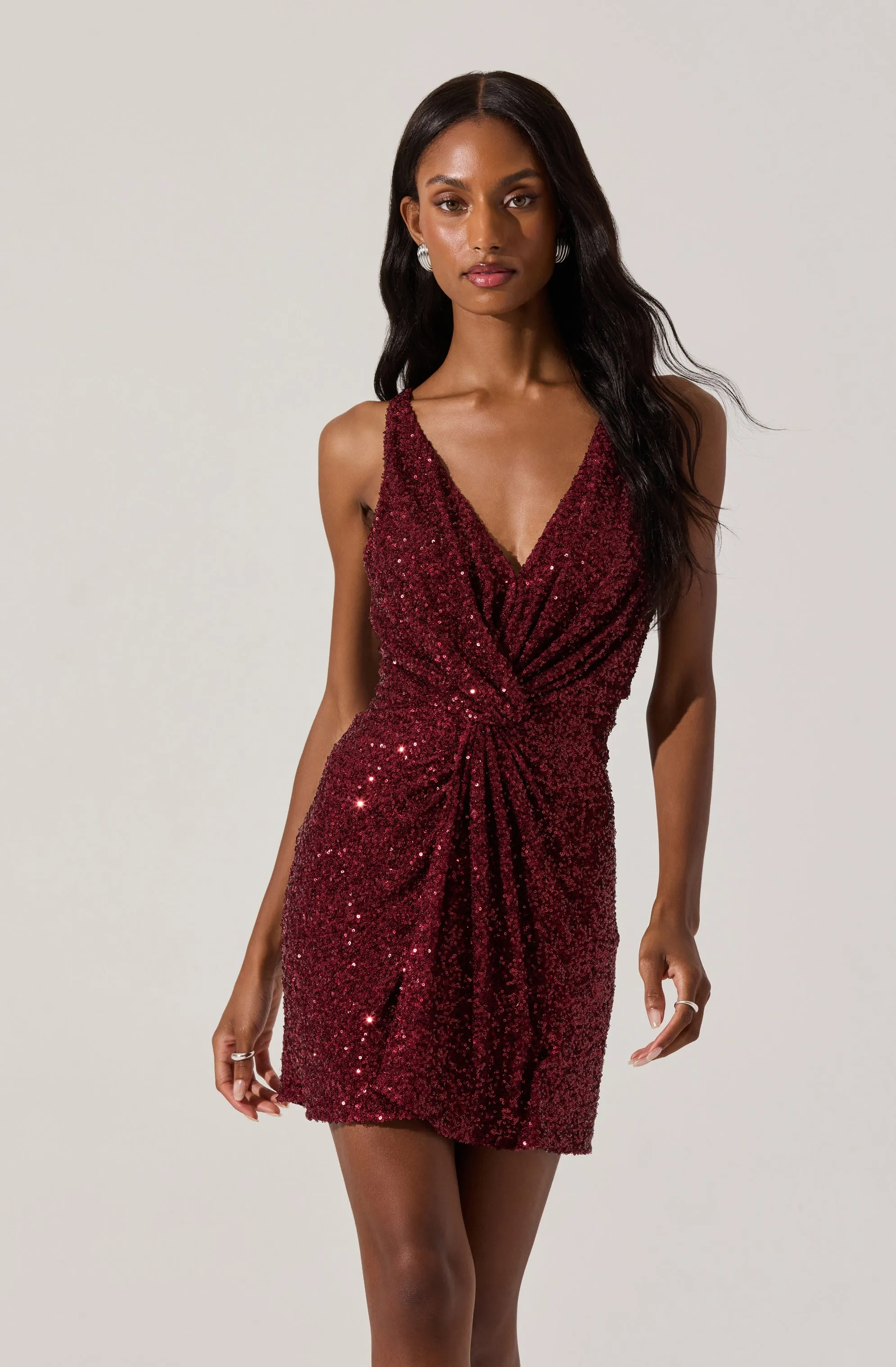 Hot Deal Sequin Twist Front Mini Dress  Last Chance!