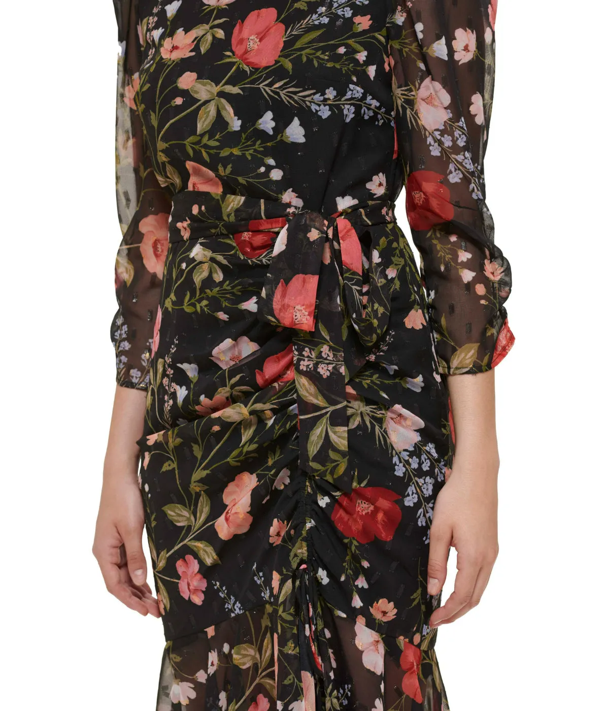 Insta-Worthy Slim Ruched Sleeve Dress With Mock Neck Black  Almost Sold Out!