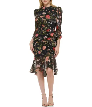 Insta-Worthy Slim Ruched Sleeve Dress With Mock Neck Black  Almost Sold Out!