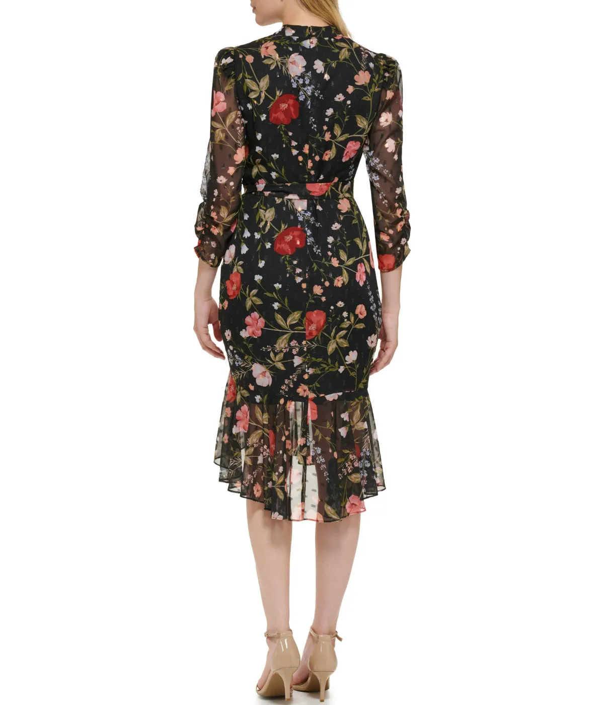Insta-Worthy Slim Ruched Sleeve Dress With Mock Neck Black  Almost Sold Out!