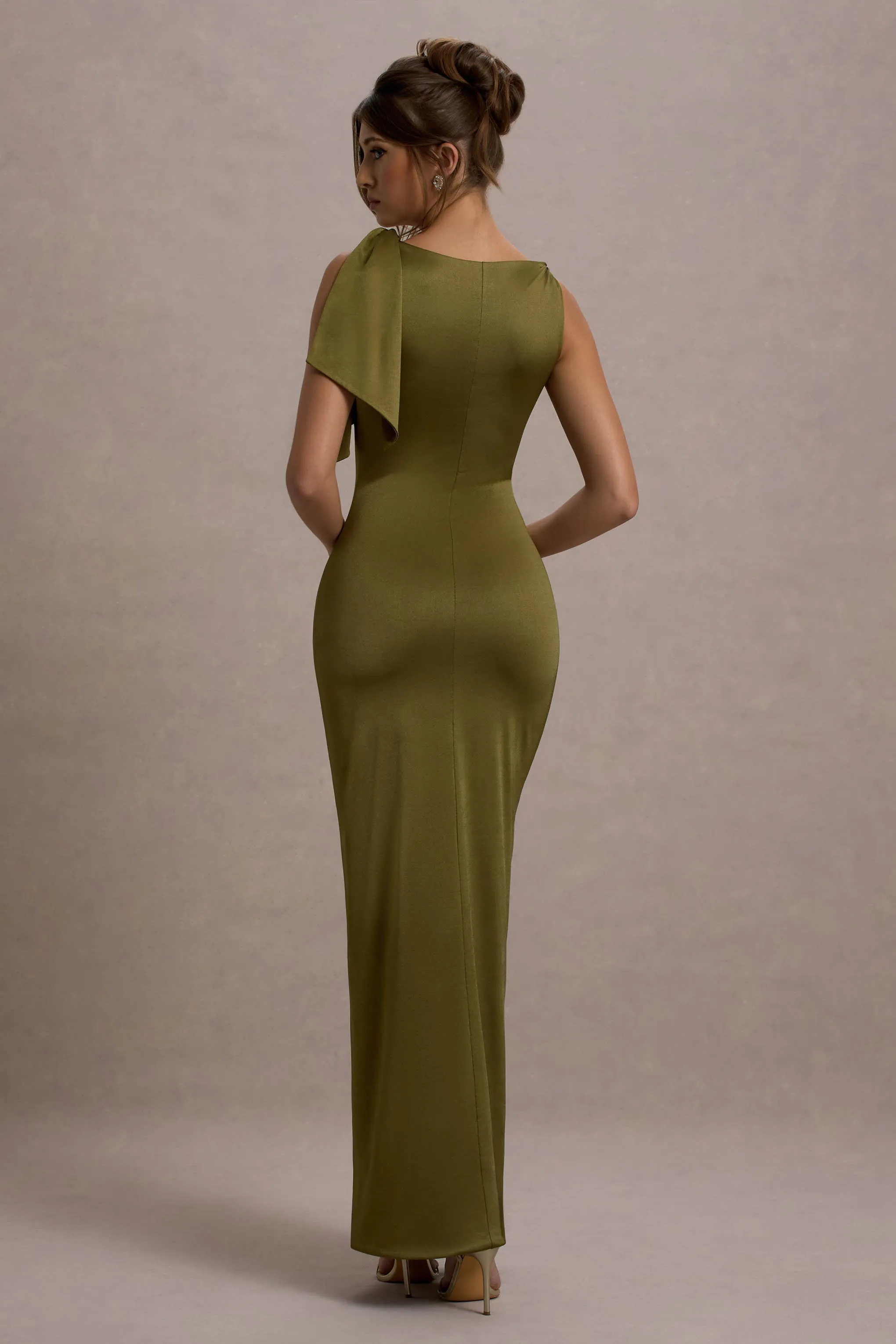 Kacey | Olive Twisted Knot Maxi Dress Club L London