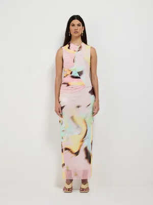KAIA MESH MIDI DRESS