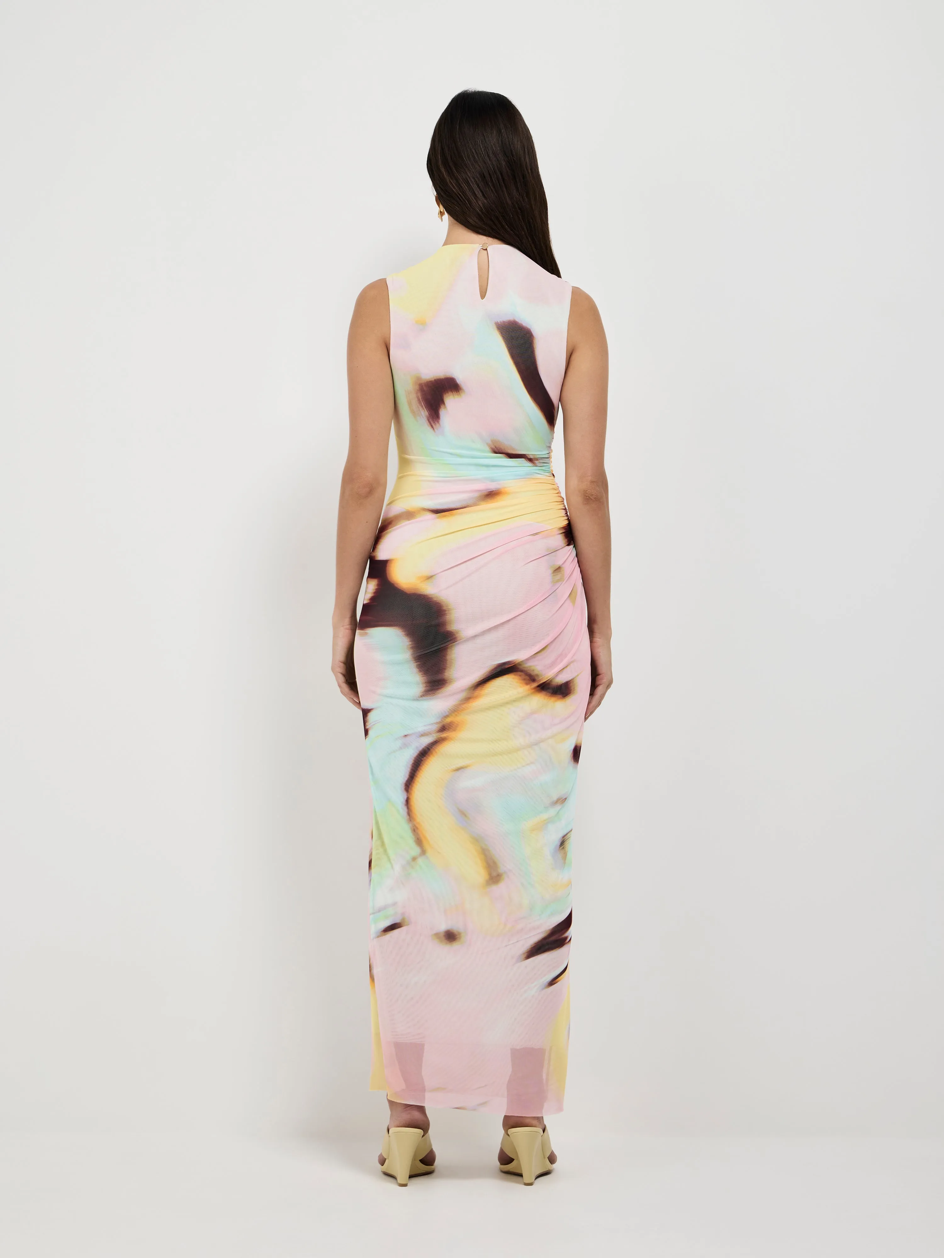 KAIA MESH MIDI DRESS
