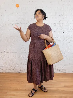 Limited Edition Tiered Jersey Plus Size Dress - Tree Rings Blue  Limited Availability!