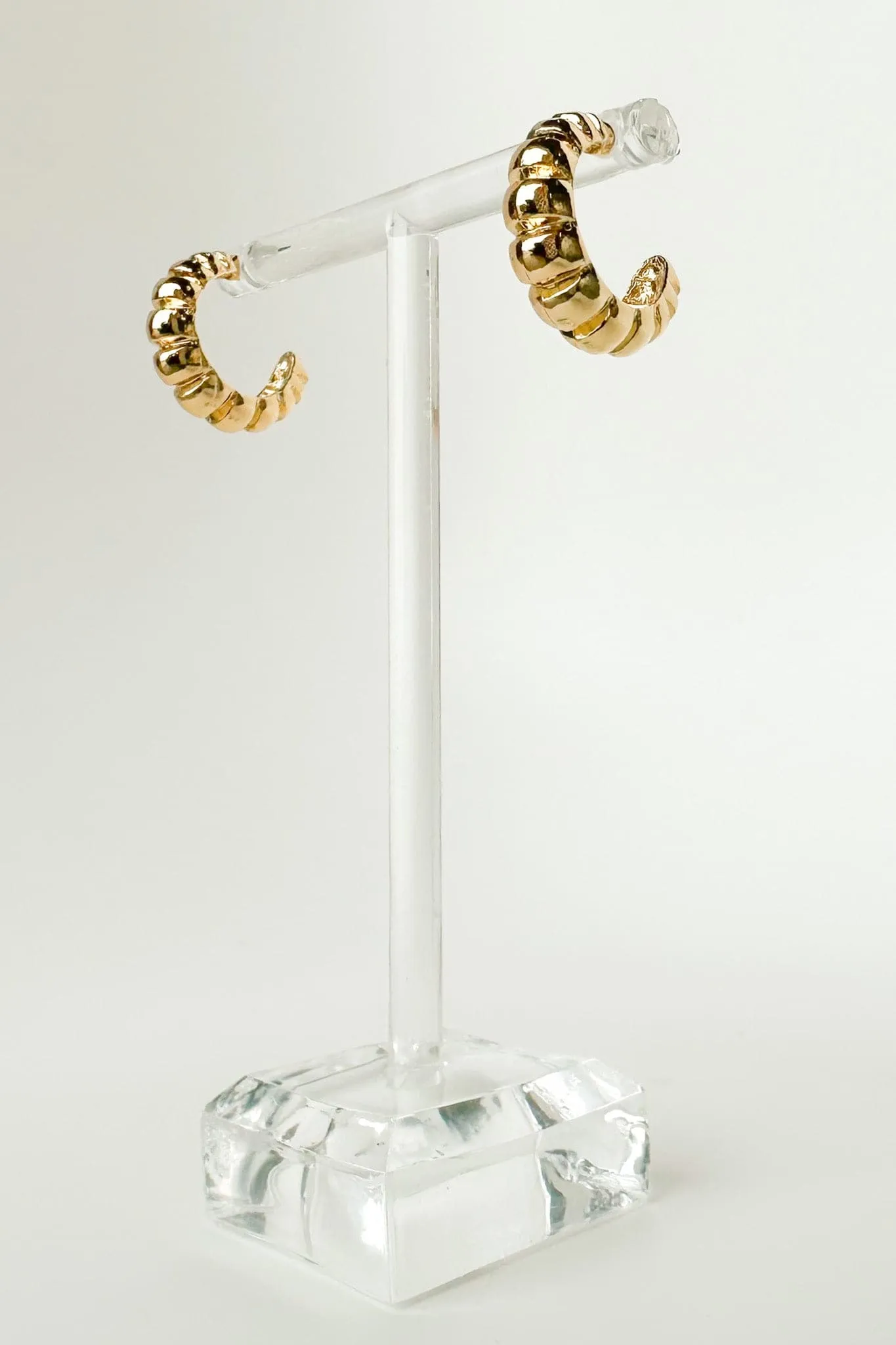 Loreto Convex Textured Hoop Earrings