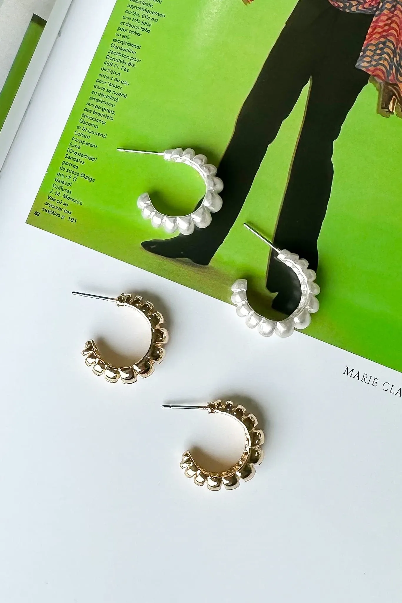 Loreto Convex Textured Hoop Earrings