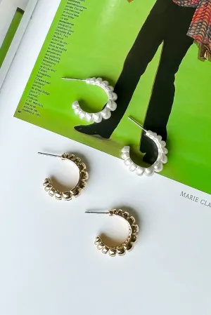 Loreto Convex Textured Hoop Earrings