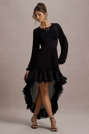 Namir | Black High-Low Chiffon Maxi Dress Club L London