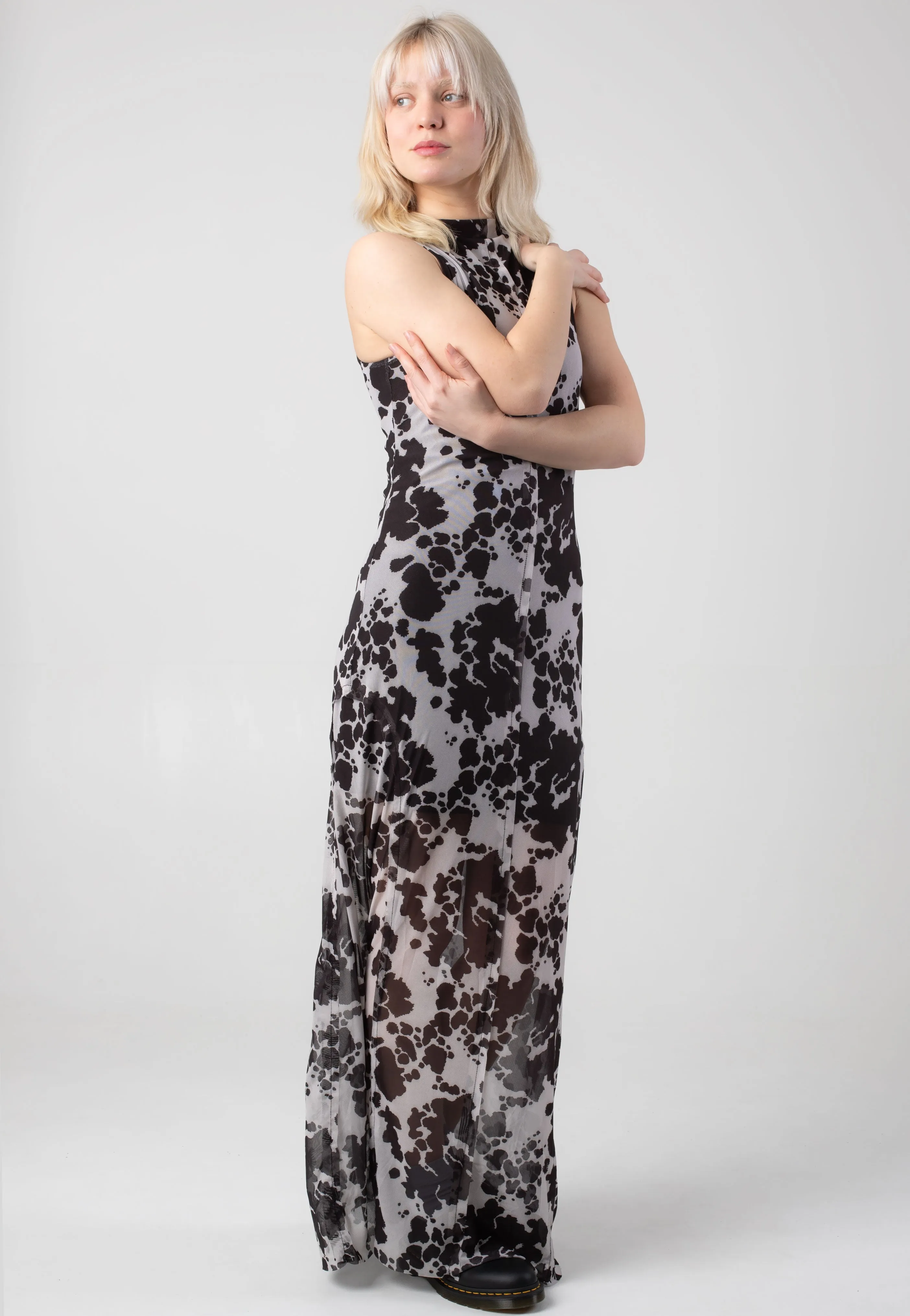 Noisy May - Marika O Neck Long Black Cow - Dress
