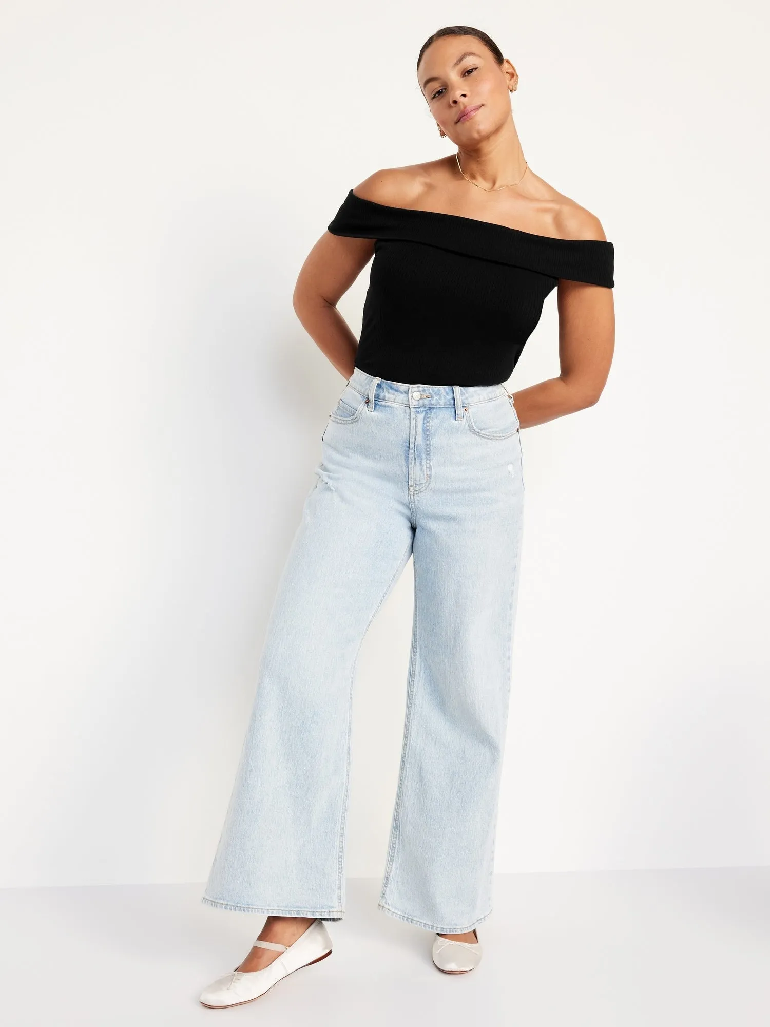 Off-Shoulder Ribbed Top
