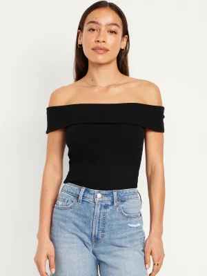 Off-Shoulder Ribbed Top