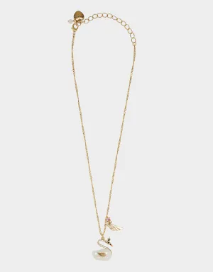 PEARL CRITTERS SWAN PEARL PENDANT CRYSTAL Betsey Johnson