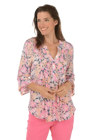 Petite Color Crush Pleated Bell Sleeve Blouse