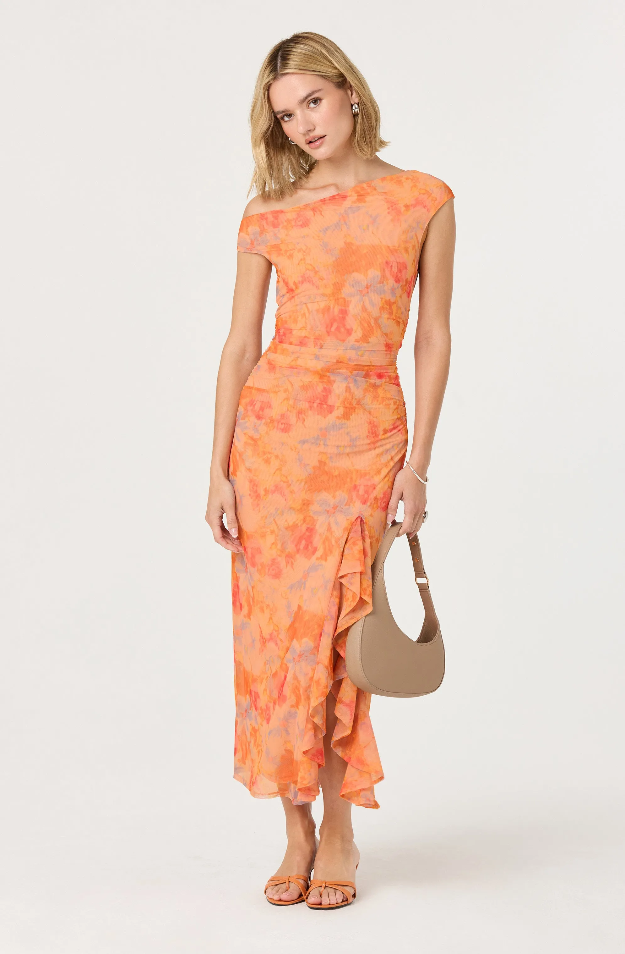 Premium Quality Off Shoulder Ruffle Midi Dress  Almost Sold Out!