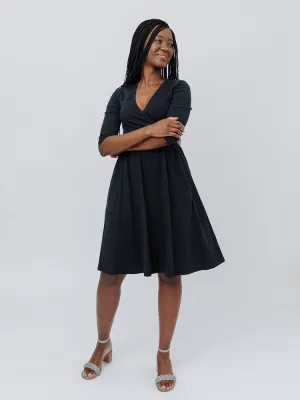 Selling Fast Callie 3/4 Sleeve Wrap Dress - Black  Last Chance!