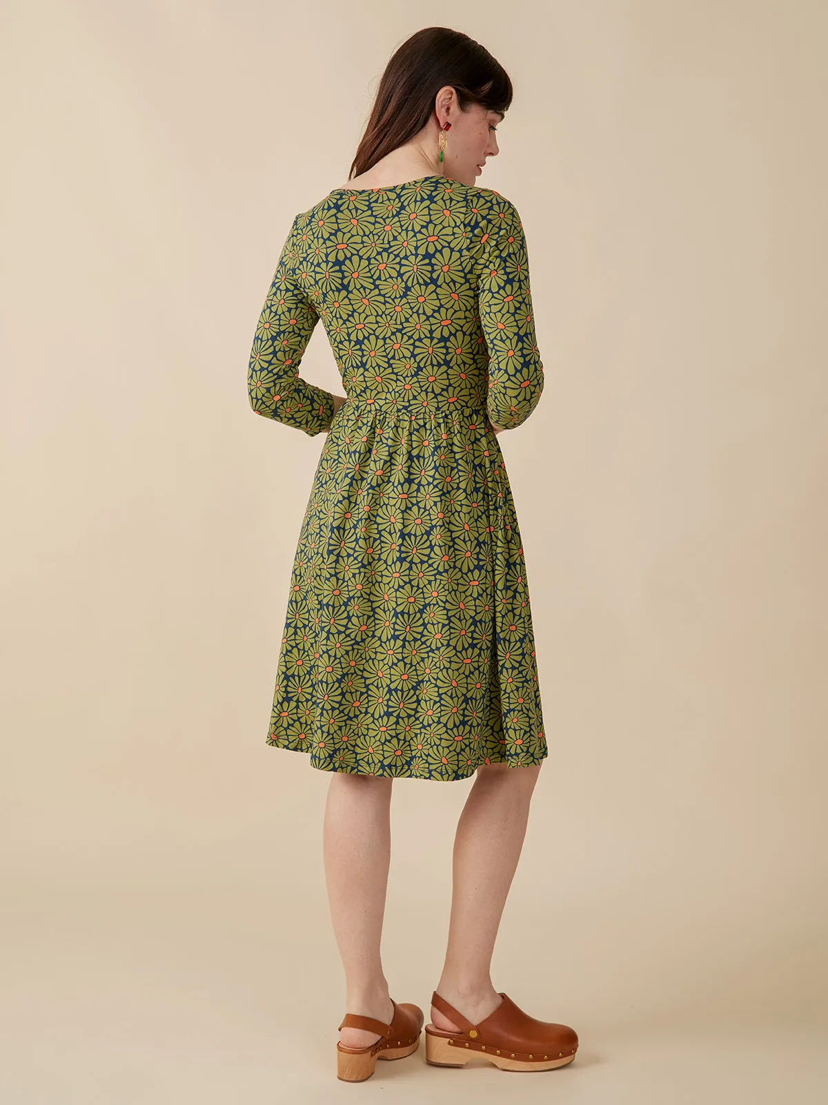 Selling Fast Callie 3/4 Sleeve Wrap Dress - Olive Floral  Limited Release!