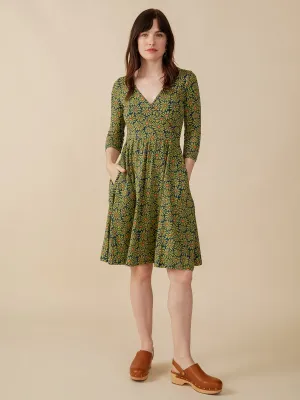 Selling Fast Callie 3/4 Sleeve Wrap Dress - Olive Floral  Limited Release!