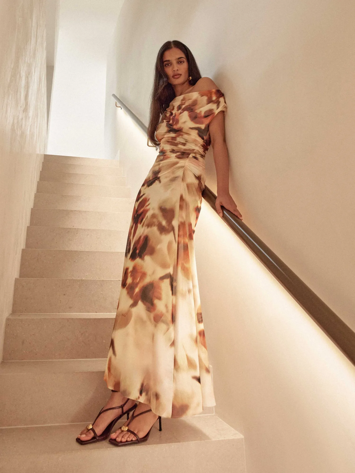 SHADED BLOOM MESH MAXI DRESS