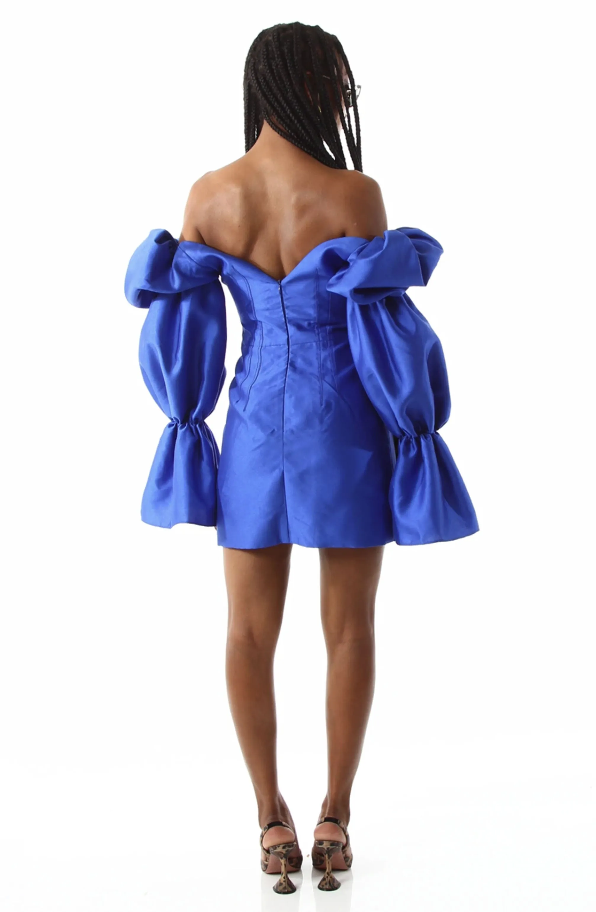 Solaro Dress with Dramatic Sleeves Cobalt blue by Khirzad Femme