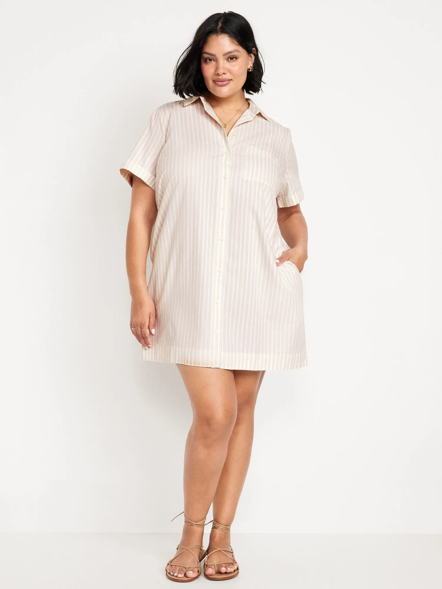 Striped Mini Shirt Dress