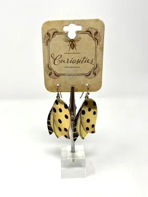 Susan Winget Gold & Black Metal Leaves Dangle Earrings
