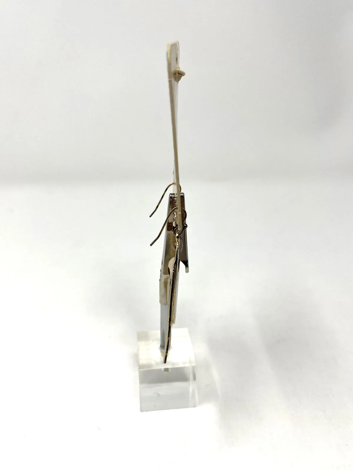 Susan Winget Gold & Black Metal Leaves Dangle Earrings