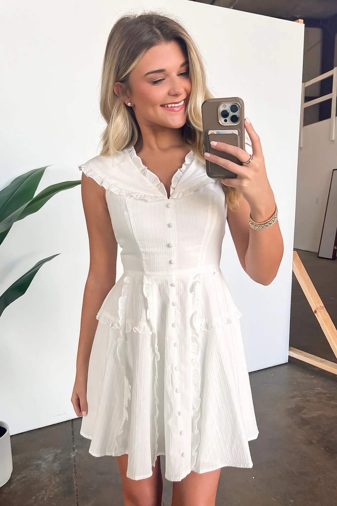 Sweet Wish Ruffle Tim Button Dress - FINAL SALE