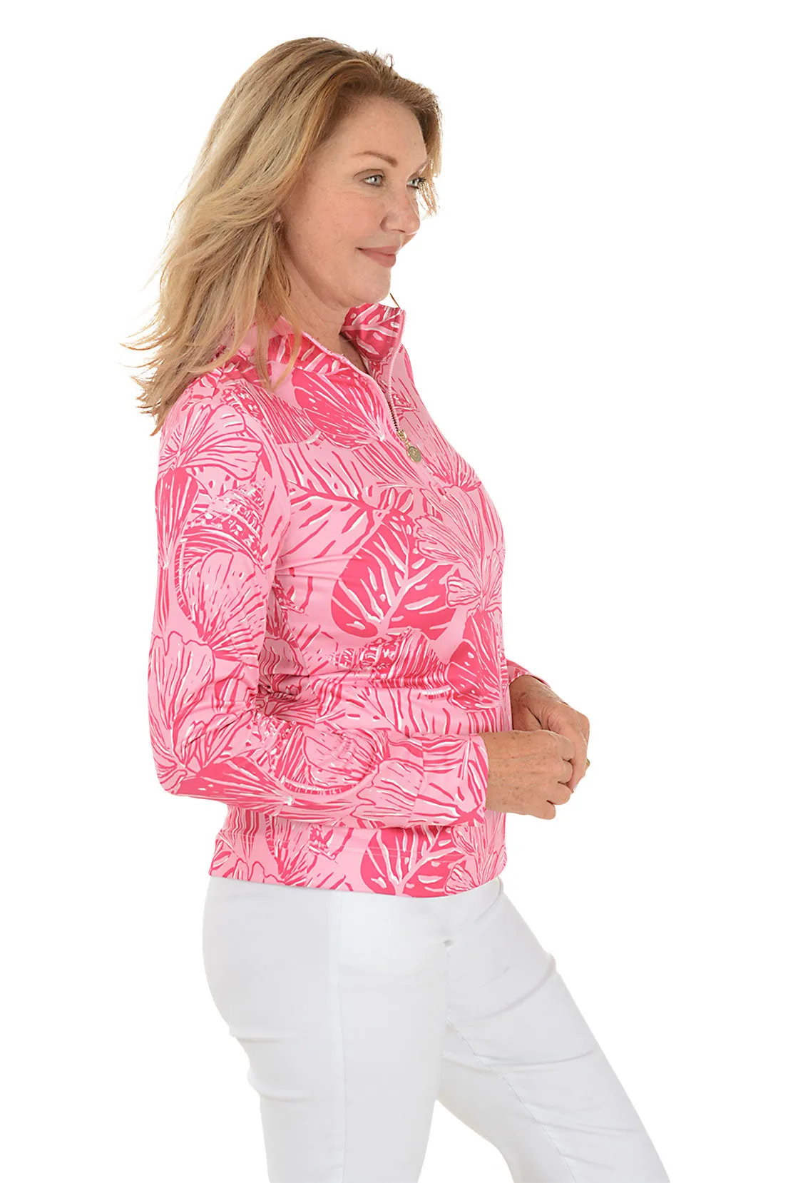 Tonal Shells UPF50 Mock Neck Sun Shirt