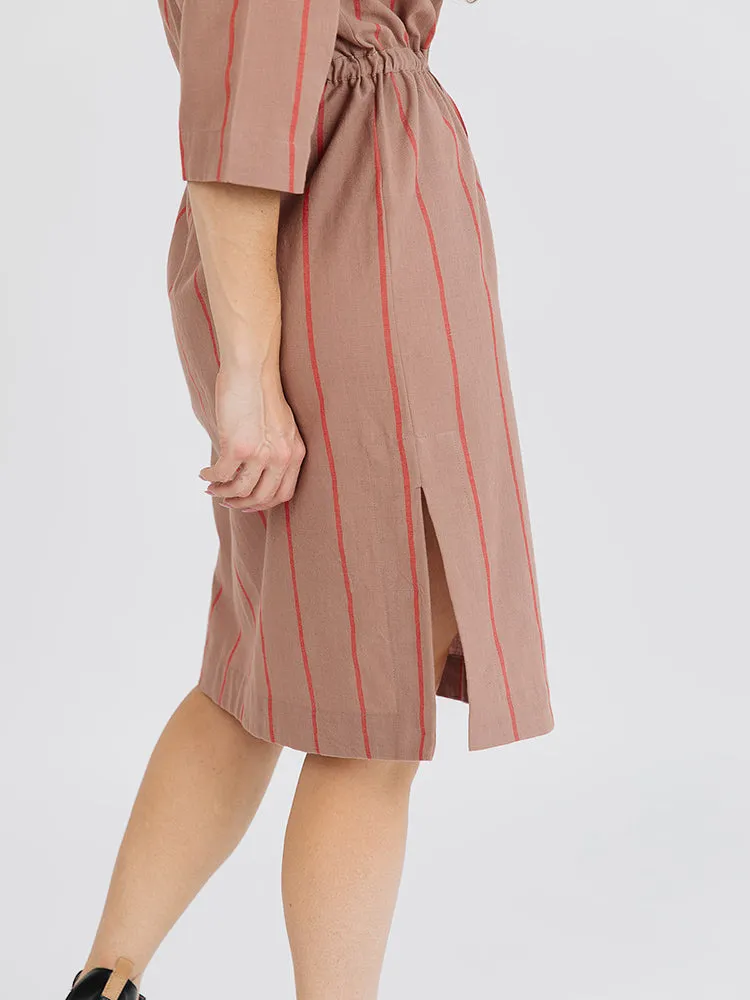 Worth Every Penny Lori Dress - Cocoa Stripe  Ends Soon!