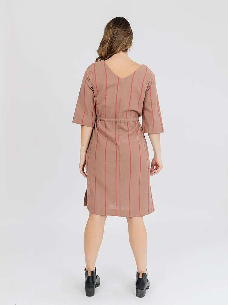 Worth Every Penny Lori Dress - Cocoa Stripe  Ends Soon!