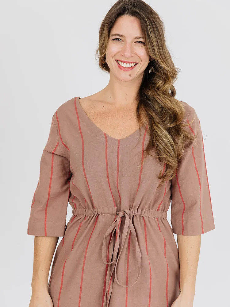 Worth Every Penny Lori Dress - Cocoa Stripe  Ends Soon!