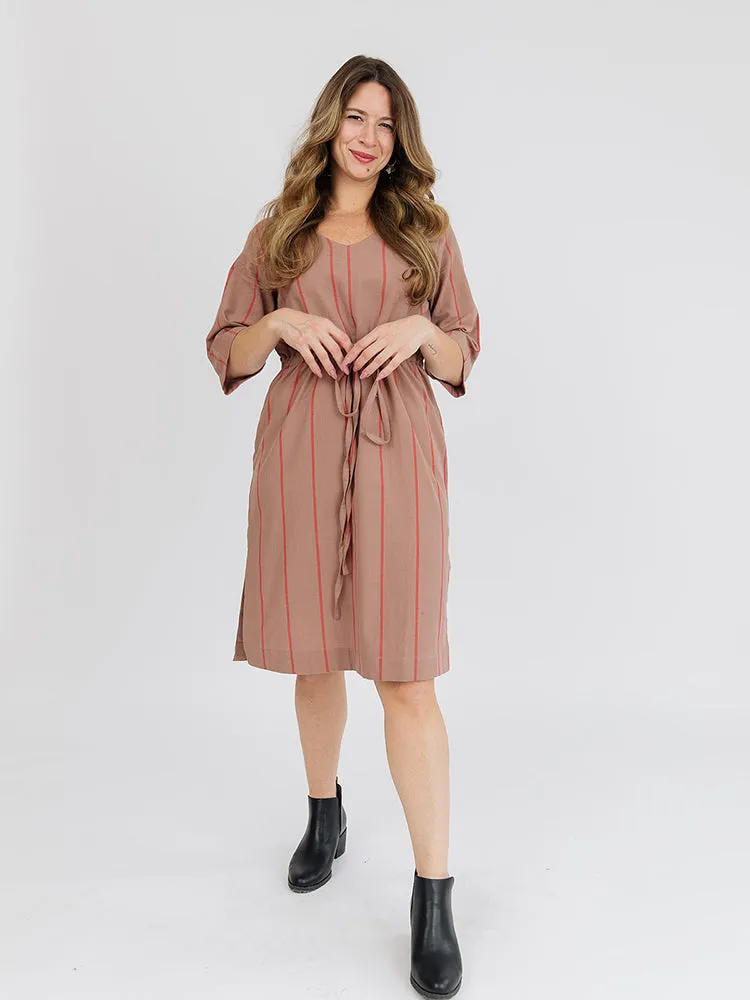 Worth Every Penny Lori Dress - Cocoa Stripe  Ends Soon!