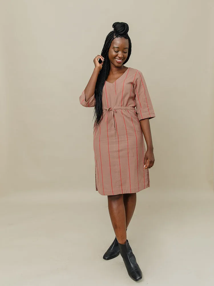 Worth Every Penny Lori Dress - Cocoa Stripe  Ends Soon!
